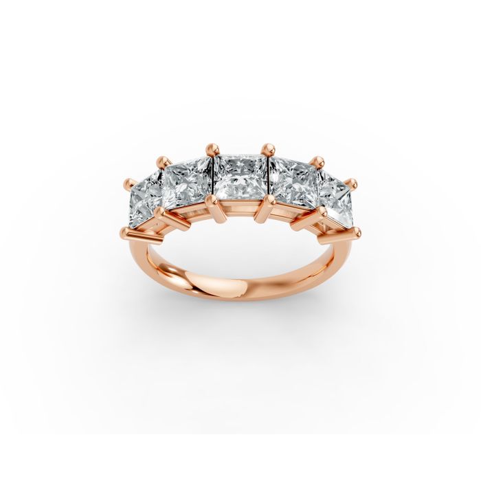 Princess Shape Diamond Anniversary Band in Gold