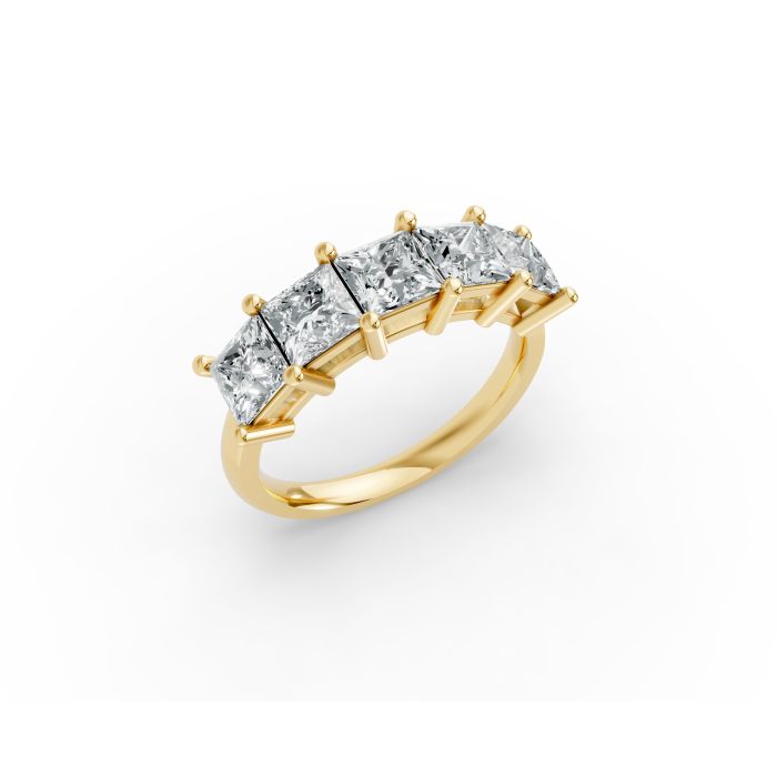 Princess Shape Diamond Anniversary Band in Gold