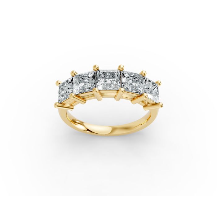 Princess Shape Diamond Anniversary Band in Gold