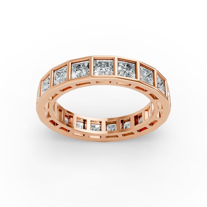 Princess Shape Diamond Eternity Bands in Gold