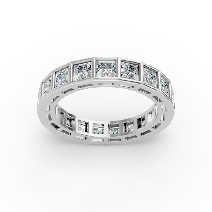 Princess Shape Diamond Eternity Bands in Gold