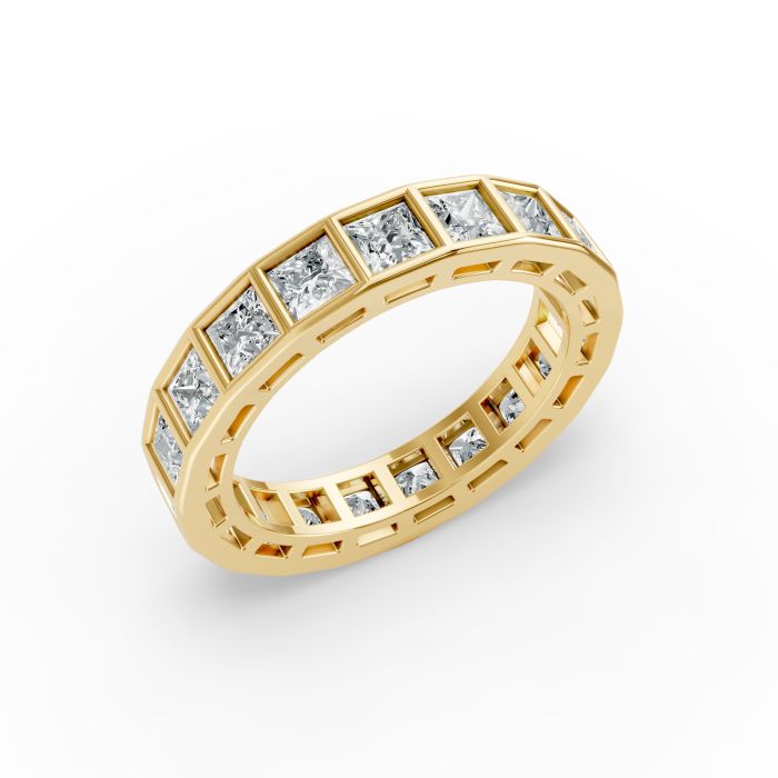 Princess Shape Diamond Eternity Bands in Gold