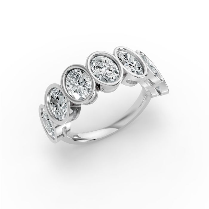 Oval Shape Diamond Anniversary Band in Gold
