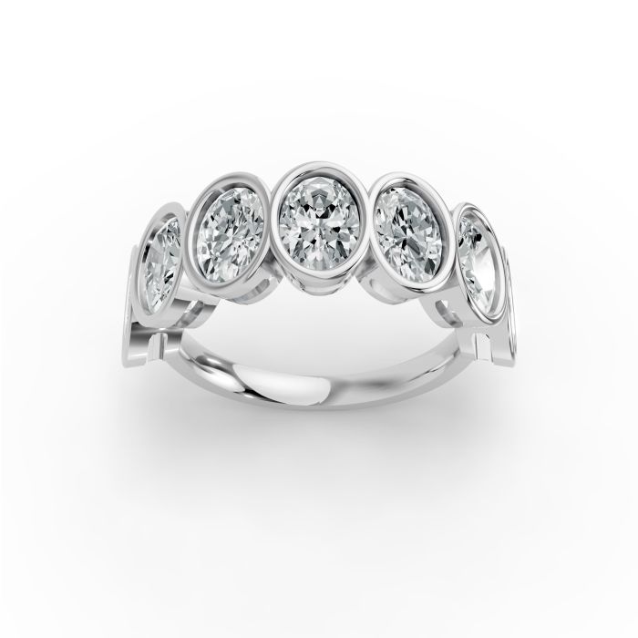 Oval Shape Diamond Anniversary Band in Gold