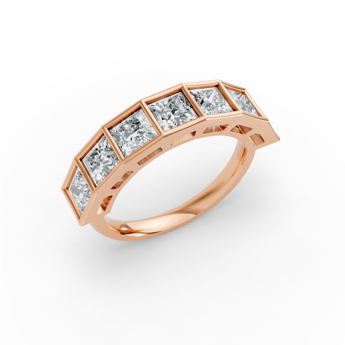 Princess Shape Diamond Anniversary Band in Gold