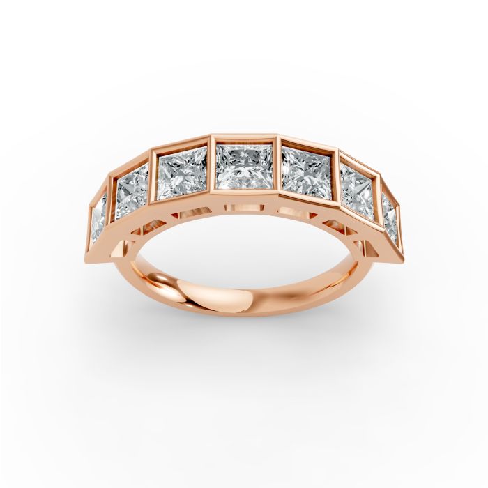 Princess Shape Diamond Anniversary Band in Gold