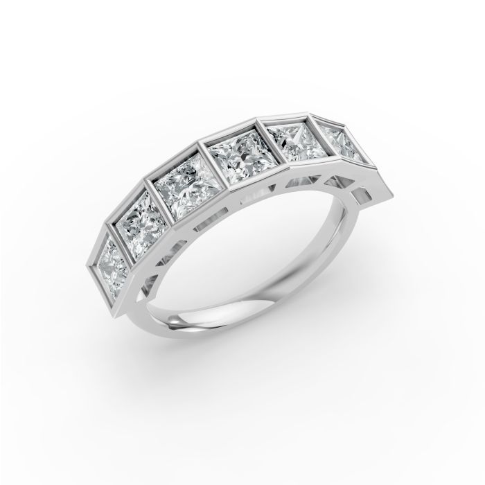 Princess Shape Diamond Anniversary Band in Gold