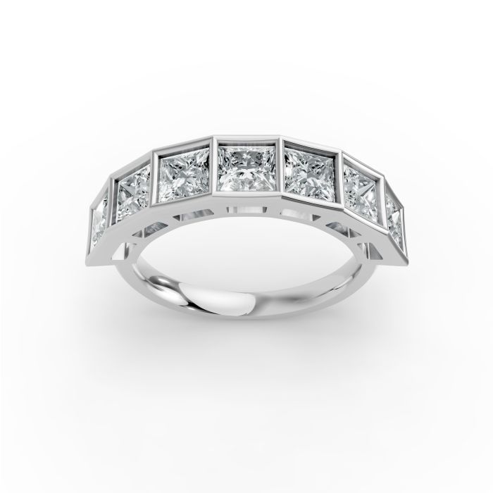 Princess Shape Diamond Anniversary Band in Gold