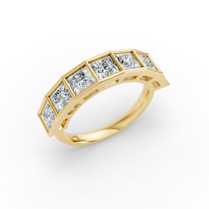 Princess Shape Diamond Anniversary Band in Gold