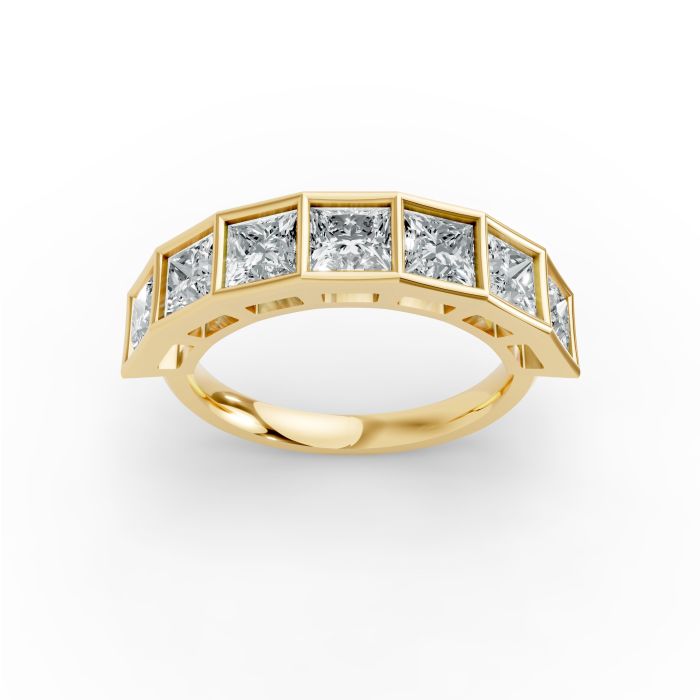Princess Shape Diamond Anniversary Band in Gold