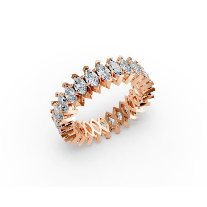 Marquise Shape Diamond Eternity Bands in Gold