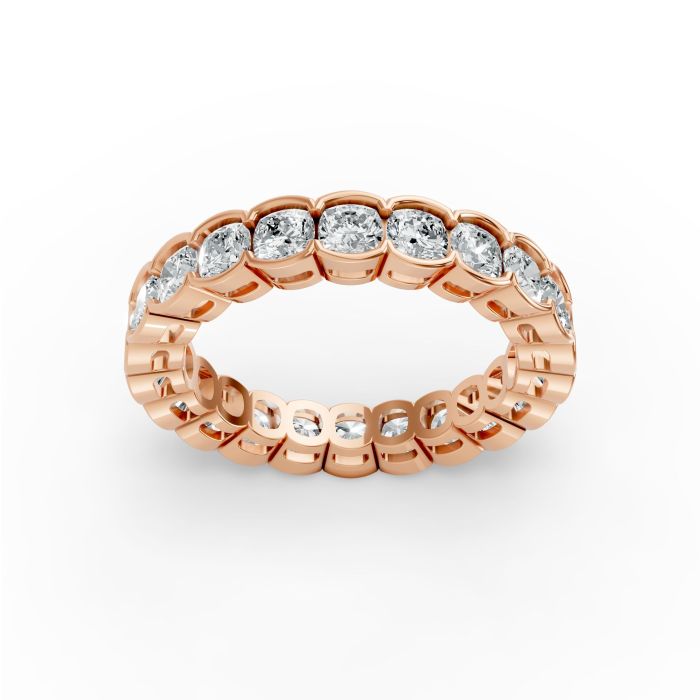 Cushion Shape Diamond Eternity Bands in Gold