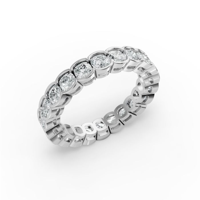 Cushion Shape Diamond Eternity Bands in Gold