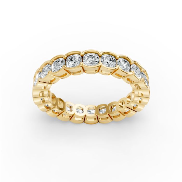 Cushion Shape Diamond Eternity Bands in Gold