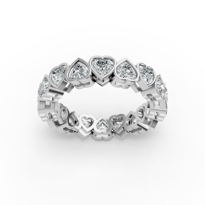 Heart Shape Diamond Eternity Bands in Gold
