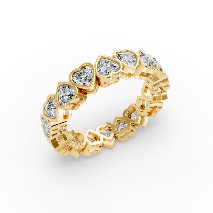 Heart Shape Diamond Eternity Bands in Gold