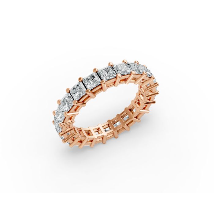 Princess Shape Diamond Eternity Bands in Gold