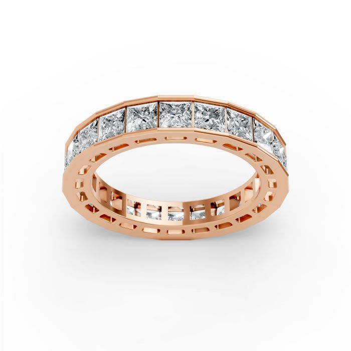 Princess Shape Diamond Eternity Bands in Gold
