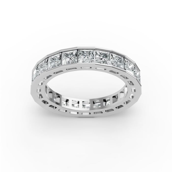 Princess Shape Diamond Eternity Bands in Gold