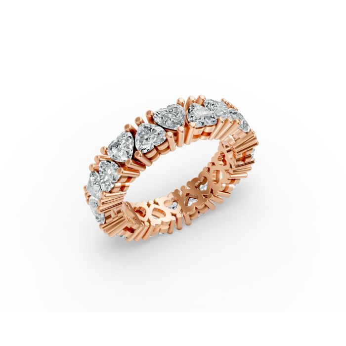 Heart Shape Diamond Eternity Bands in Gold