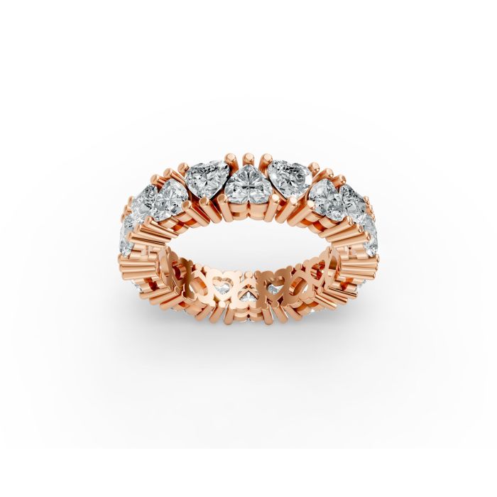 Heart Shape Diamond Eternity Bands in Gold