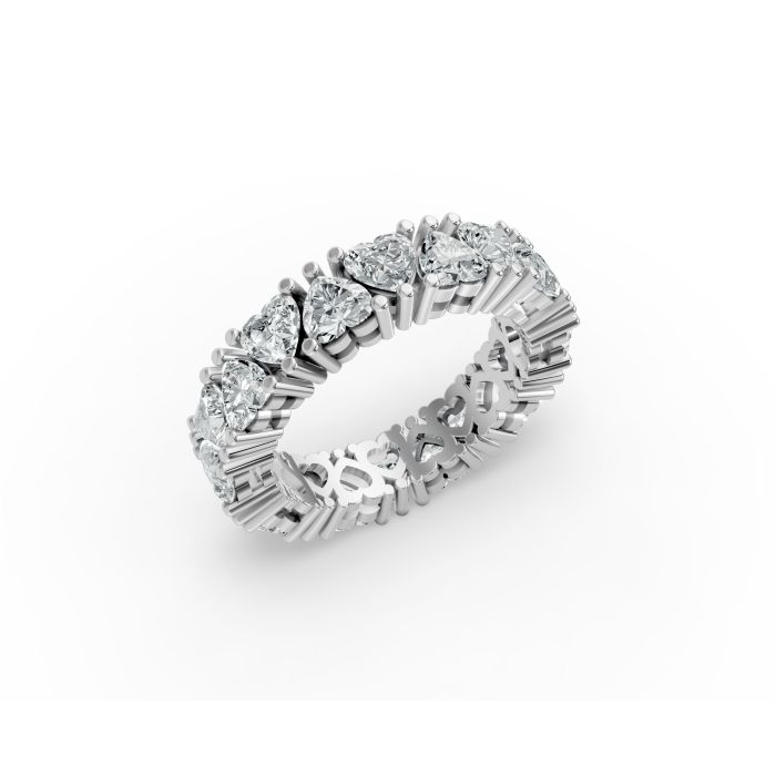 Heart Shape Diamond Eternity Bands in Gold