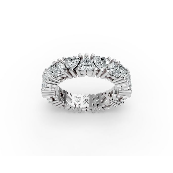 Heart Shape Diamond Eternity Bands in Gold