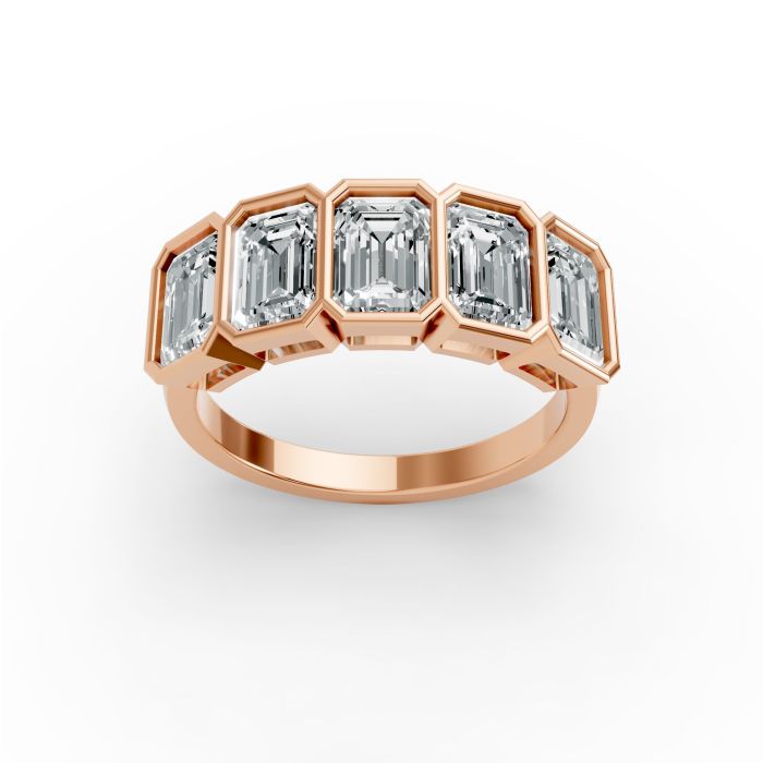Emerald Shape Diamond Anniversary Band in Gold