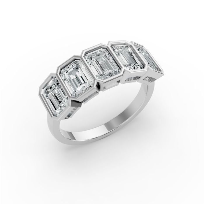 Emerald Shape Diamond Anniversary Band in Gold
