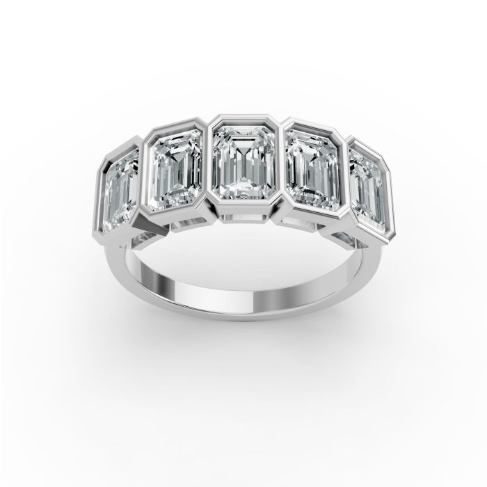 Emerald Shape Diamond Anniversary Band in Gold