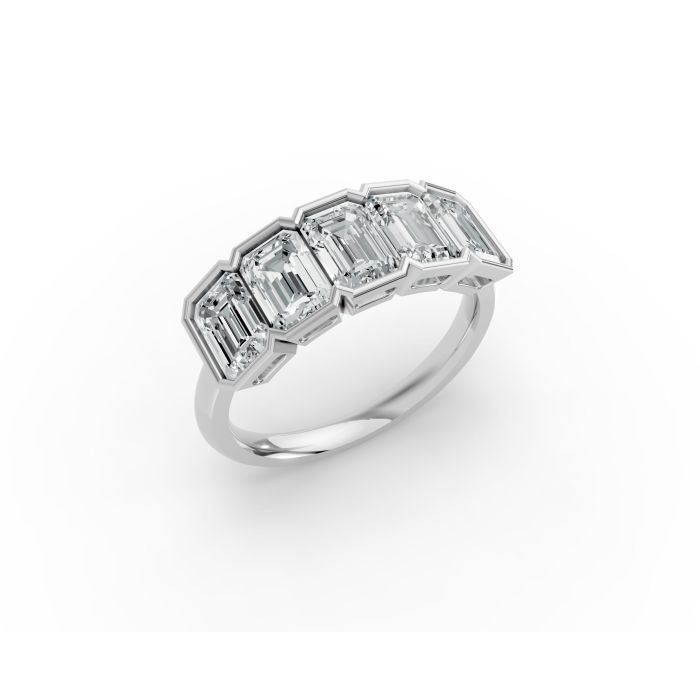 Emerald Shape Diamond Anniversary Band in Gold