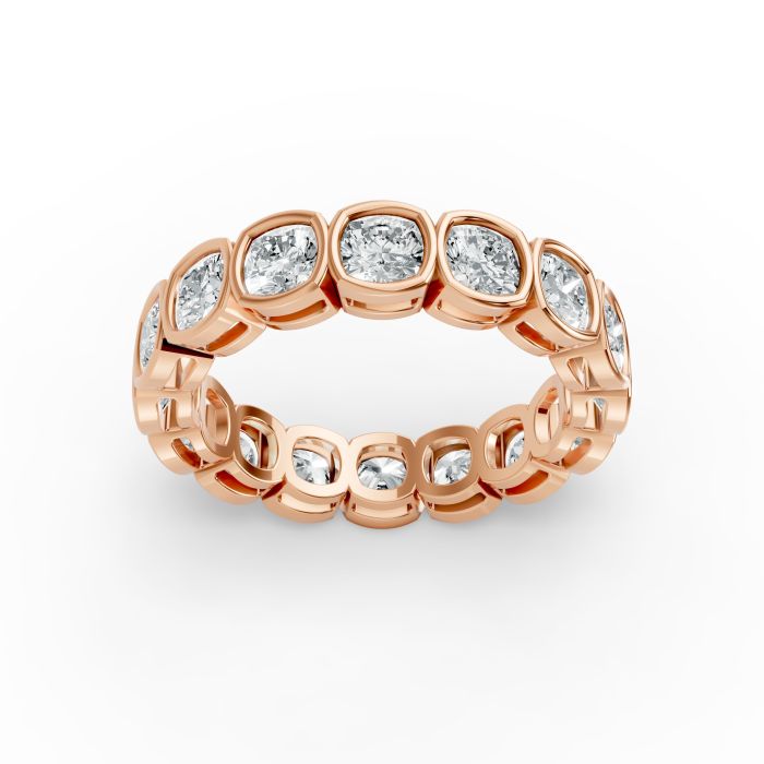 Cushion Shape Diamond Eternity Bands in Gold