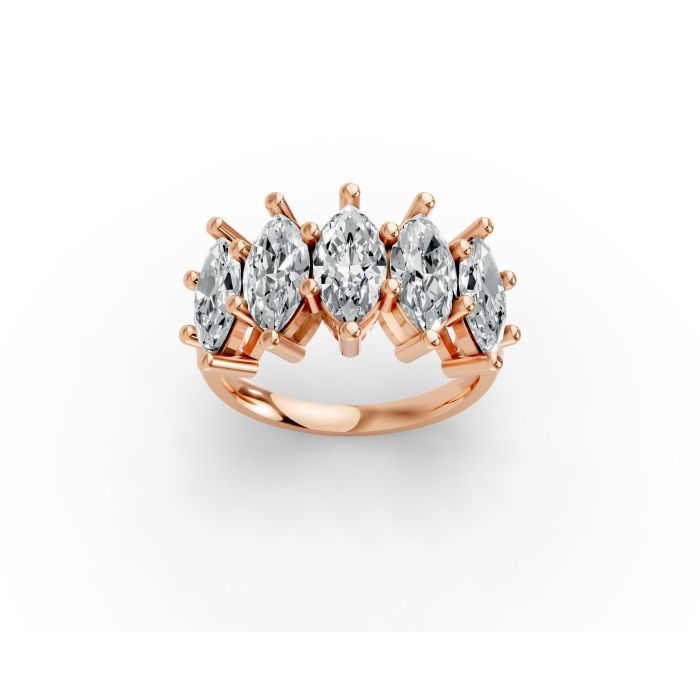 Marquise Shape Diamond Anniversary Band in Gold
