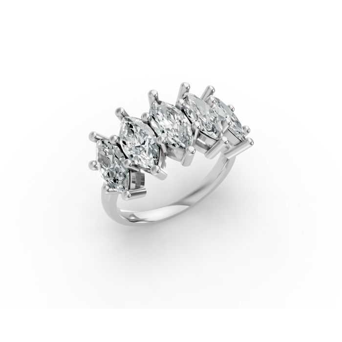 Marquise Shape Diamond Anniversary Band in Gold