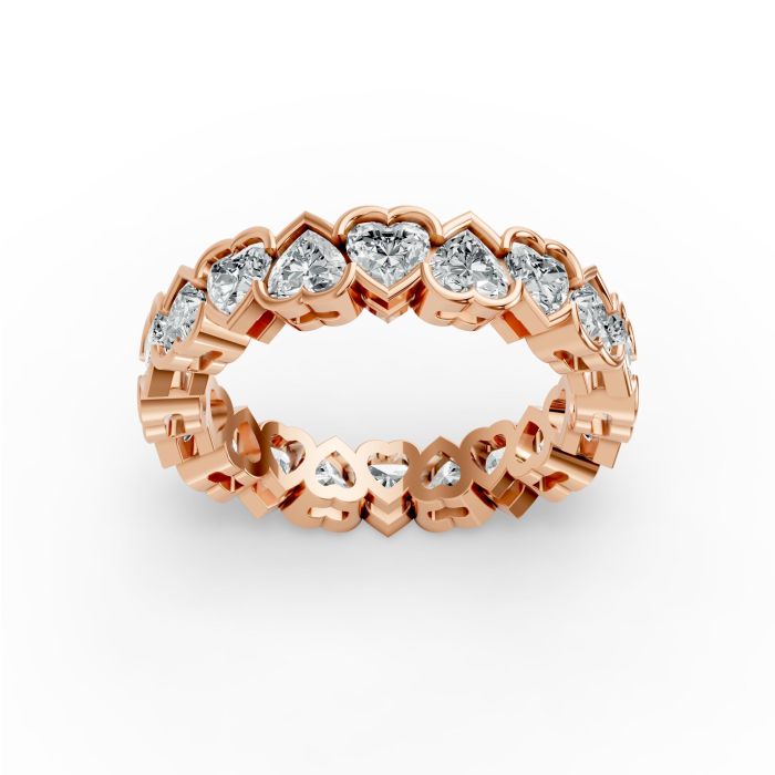 Heart Shape Diamond Eternity Bands in Gold