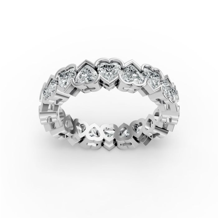 Heart Shape Diamond Eternity Bands in Gold