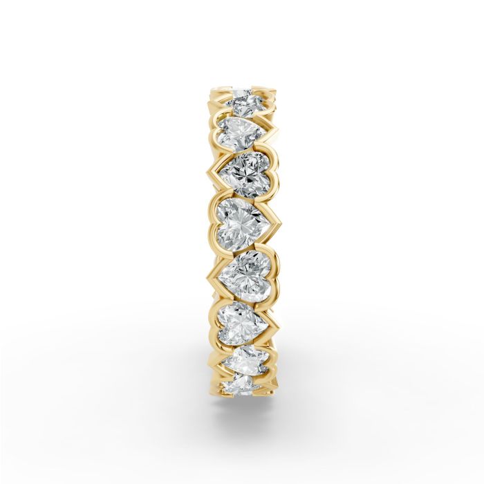 Heart Shape Diamond Eternity Bands in Gold
