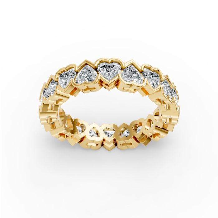 Heart Shape Diamond Eternity Bands in Gold