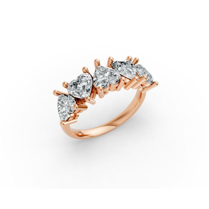 Heart Shape Diamond Anniversary Band in Gold