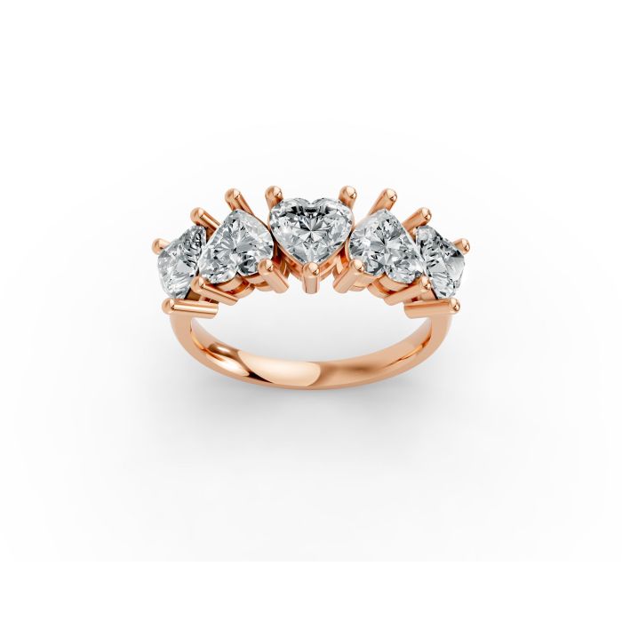 Heart Shape Diamond Anniversary Band in Gold