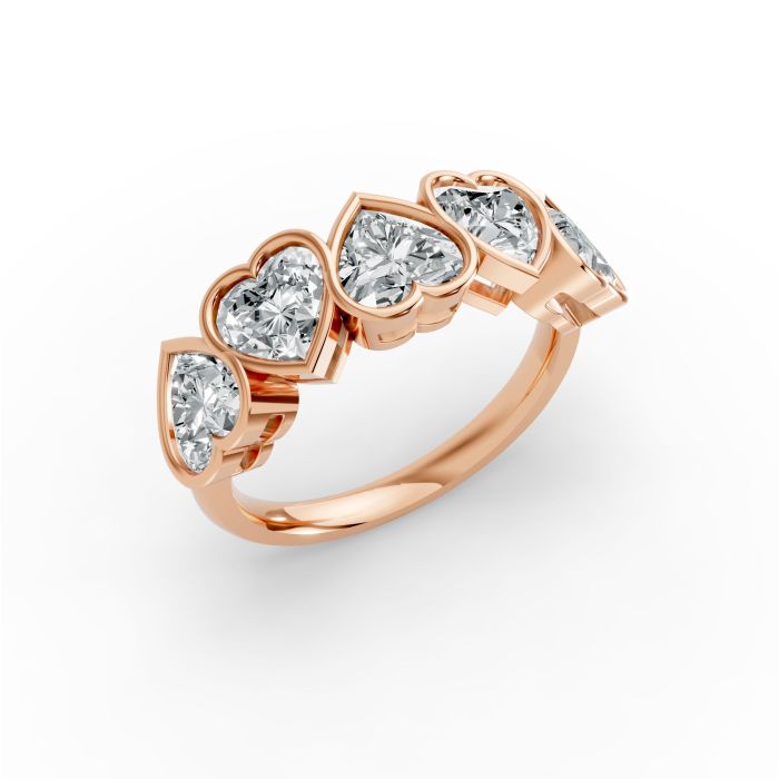 Heart Shape Diamond Anniversary Band in Gold