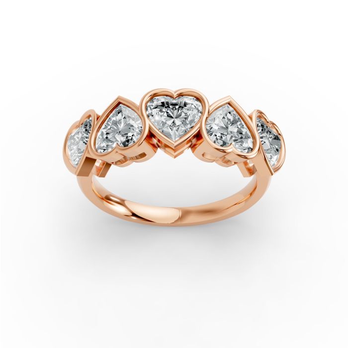Heart Shape Diamond Anniversary Band in Gold