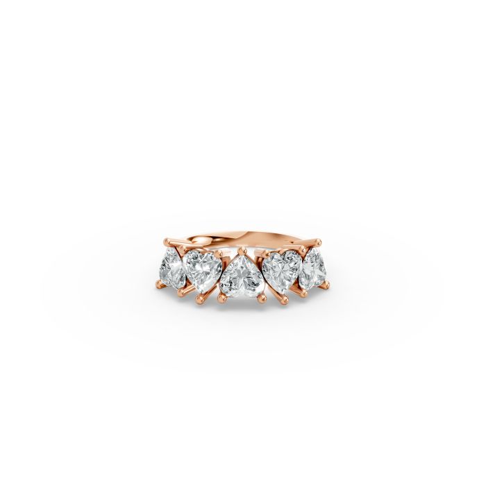Heart Shape Diamond Anniversary Band in Gold