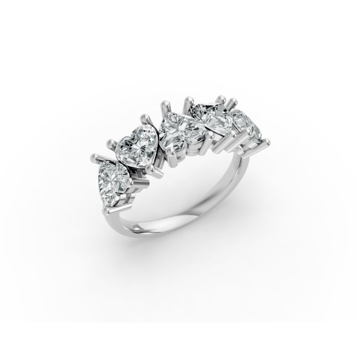 Heart Shape Diamond Anniversary Band in Gold