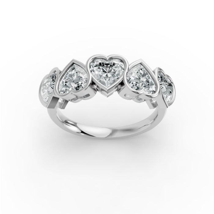 Heart Shape Diamond Anniversary Band in Gold