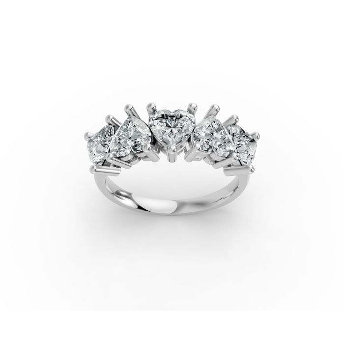 Heart Shape Diamond Anniversary Band in Gold