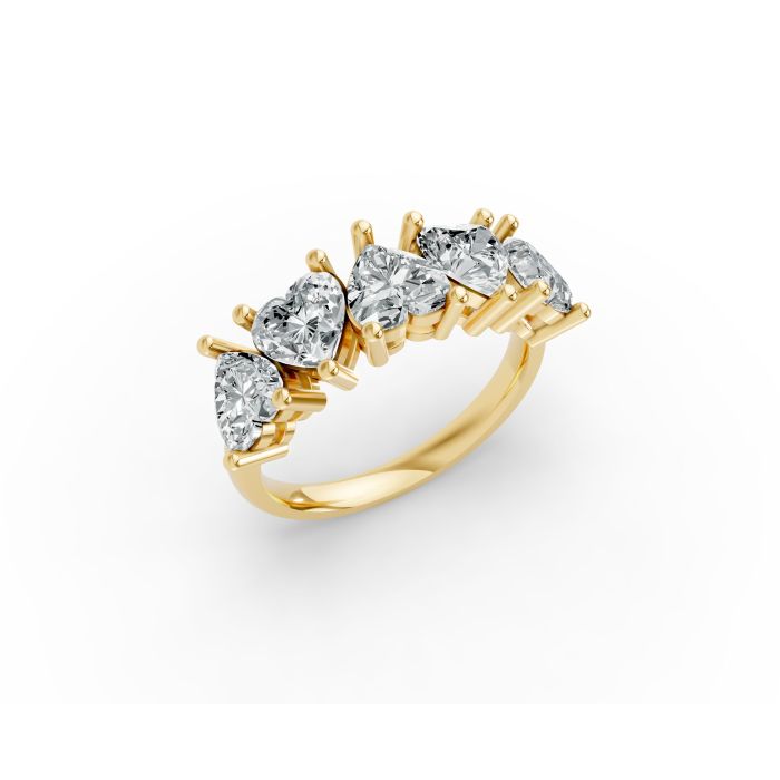 Heart Shape Diamond Anniversary Band in Gold