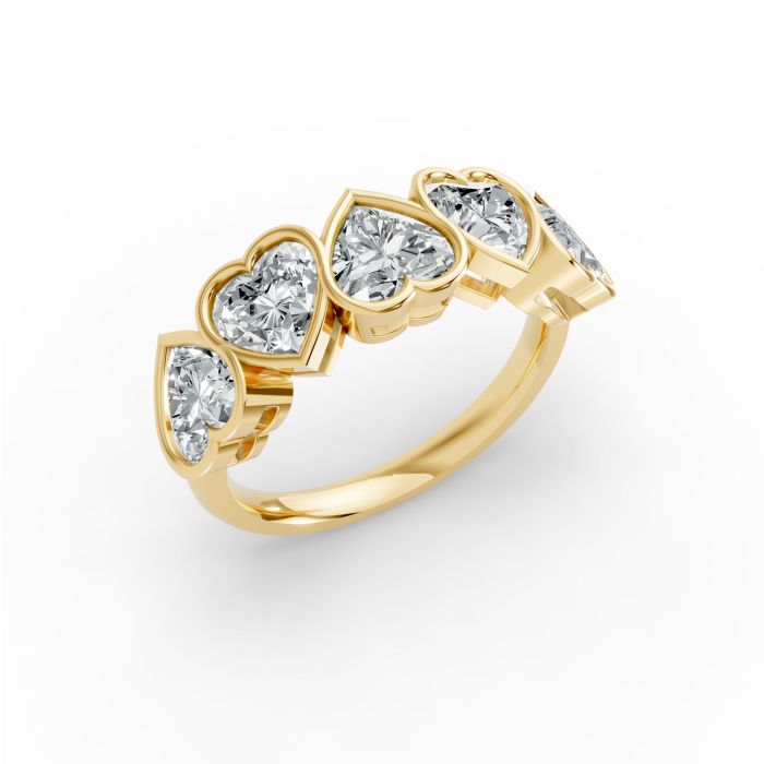 Heart Shape Diamond Anniversary Band in Gold