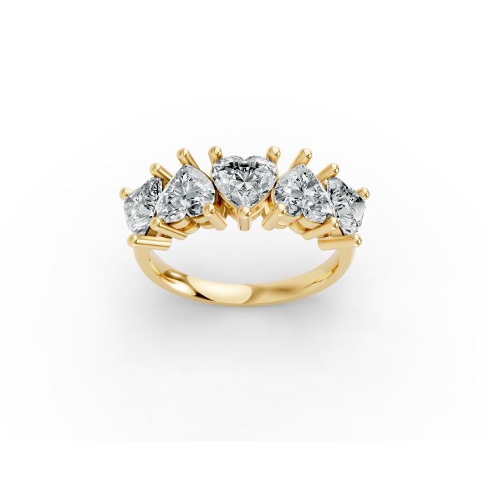 Heart Shape Diamond Anniversary Band in Gold