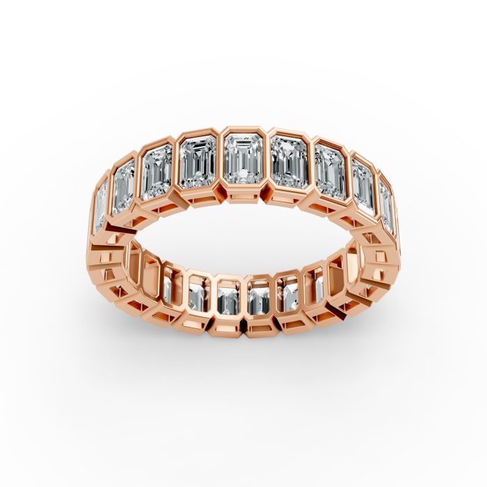 Emerald Shape Diamond Eternity Bands in Gold